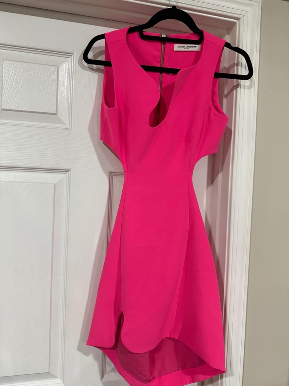 Amanda Uprichard Hot Pink High-Low Scalloped Hem Dress